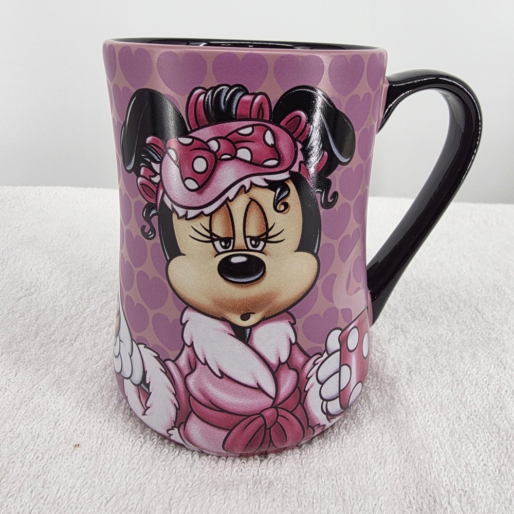 Vintage Disney Parks Minnie Mouse Mornings Aren't Pretty Purple Heart Coffee Cup